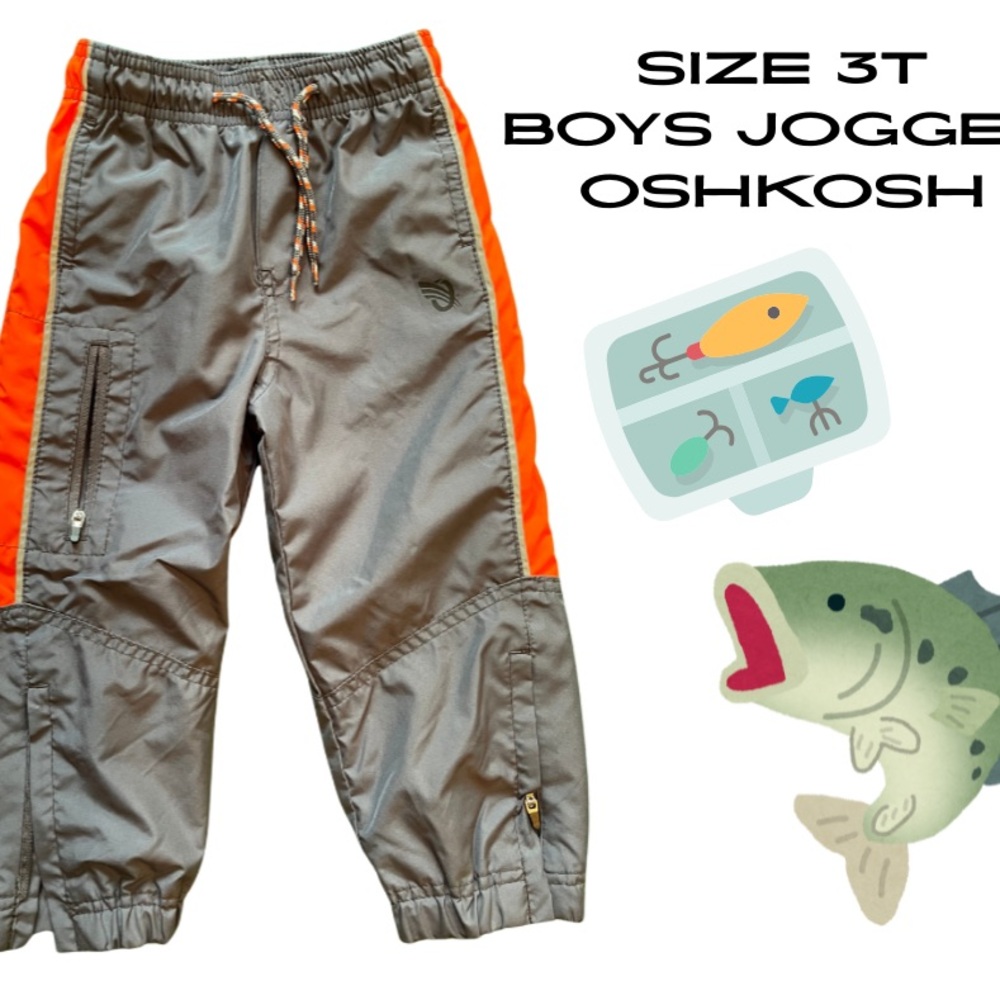 OshKosh B'gosh Kids Joggers - Gray with Orange Stripes